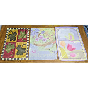 Garden Flags 12x18” Spring Flowers St. Patrick’s LOT OF 3 Gently Pre-Owned